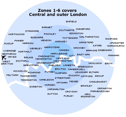 Transport Zones map London